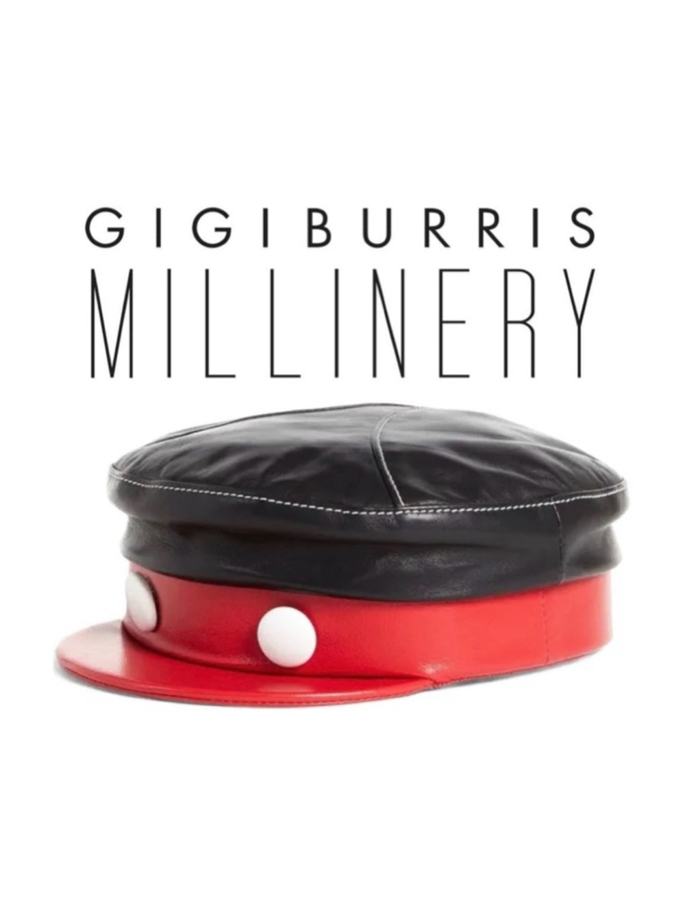 NWT Gigi Burris x Mickey Mouse, Millinery Hat, 1928 Willie Leather Cap 🆕